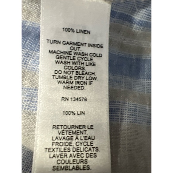 Vineyards vines 100% linen Striped Sleeveless Top with Ruffle Details - Picture 3 of 3